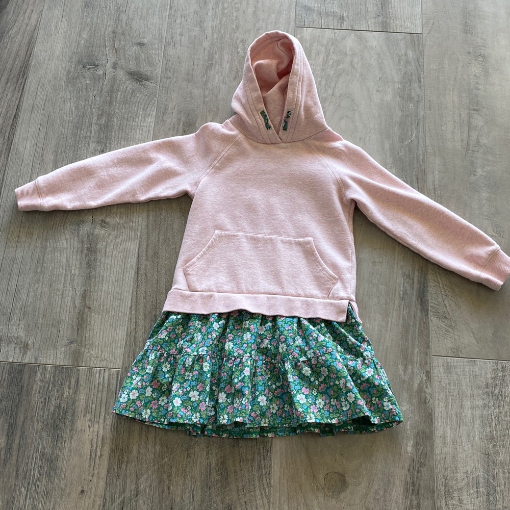 Mini Boden Girls Pink Hoodie Dress Cozy Cotton Pullover size 9/10
